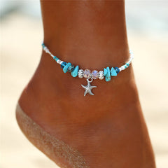 IF ME Bohemian Multiple Layers Starfish Turtle Beads Anklets For Women Vintage Boho Shell Chain Anklet Bracelet Beach Jewelry